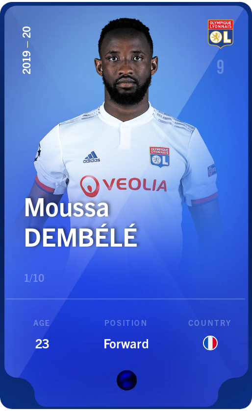 Sorare - Sorare Official - Moussa Dembélé 2019-20 • Super Rare 1/10 - NFT # 17881803350310174518940207616214182974485144702148390804112377808613487038965