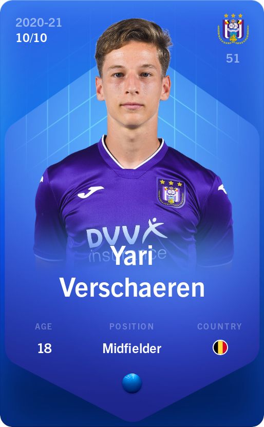 Sorare - Sorare Official - Yari Verschaeren 2020-21 • Super Rare 10/10 - NFT # 31753245387756388592221535904509983014048056111181846621823514775902087027411