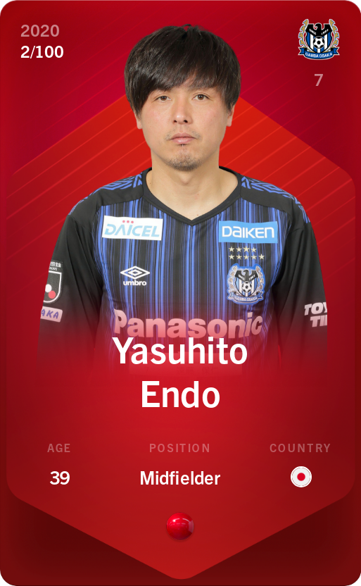 Sorare - Sorare Official - Yasuhito Endo 2020-21 • Rare 2/100 - NFT # 102758056923184650674495549711793455056707318480277277935820604727251784731341