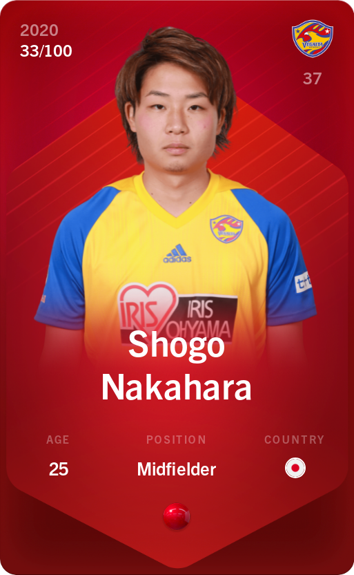 Sorare - Sorare Official - Shogo Nakahara 2020-21 • Rare 33/100 - NFT # 54515094468224462903769497440157515317455698655982352461634058181497389901057