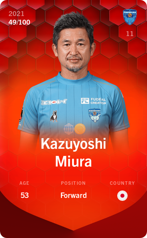 Sorare - Sorare Official - Kazuyoshi Miura 2021-22 • Rare 49/100 - NFT # 30869578163747982275144689961245035604572152542161571245505218533451065252024