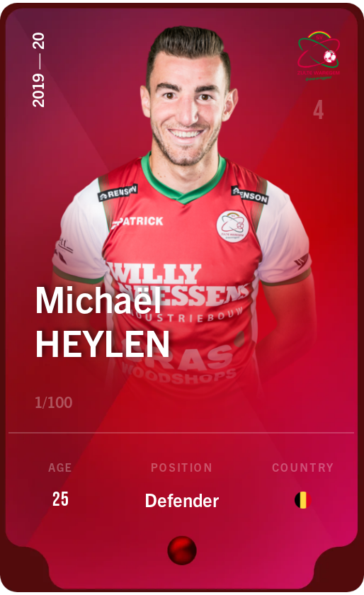 Sorare - Sorare Official - Michaël Heylen 2019-20 • Rare 1/100 - NFT # 90077166971076870229656218485641303087106047519679466613338960237631795545436