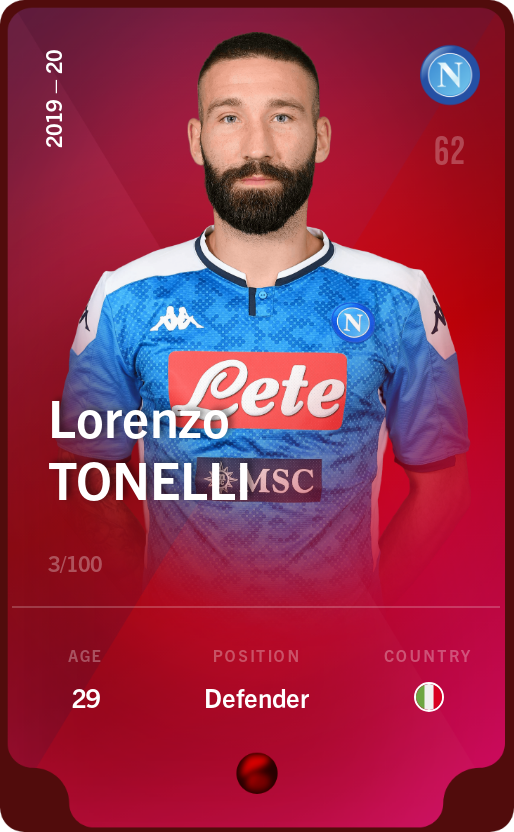 Sorare - Sorare Official - Lorenzo Tonelli 2019-20 • Rare 3/100 - NFT # 96859696934408821041399346711959660348409800824605977989910319023761110485385