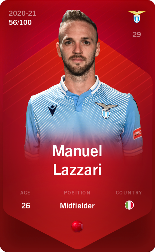 Sorare - Sorare Official - Manuel Lazzari 2020-21 • Rare 56/100 - NFT # 103266420753897292437440469963625637939342468064186732454849730818268276294590