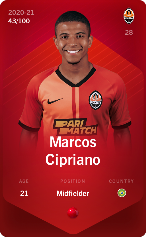Sorare - Sorare Official - Marcos Cipriano 2020-21 • Rare 43/100 - NFT # 41747942400464075402206974164582897017625834115151056903113066679336181922971