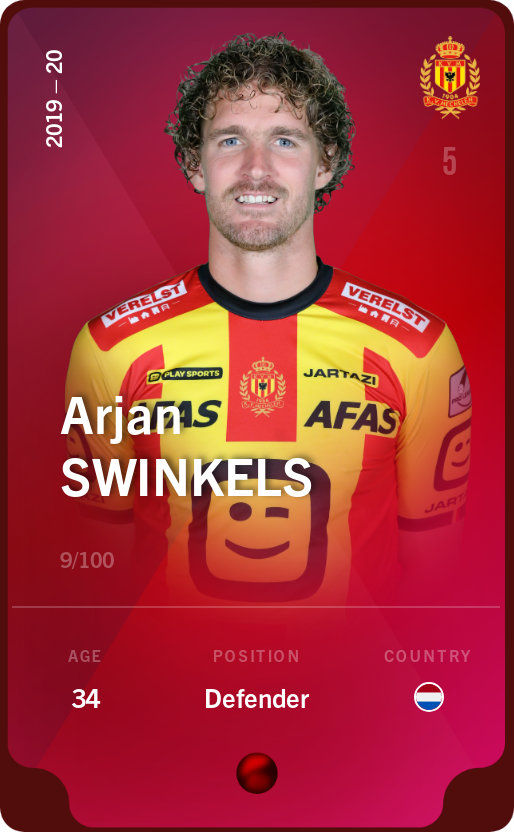 Sorare - Sorare Official - Arjan Swinkels 2019-20 • Rare 9/100 - NFT # 77196532360812881398978565081521380598380401991876856480484169620229697200440