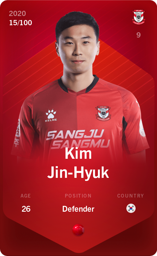 Sorare - Sorare Official - Kim Jin-Hyuk 2020-21 • Rare 15/100 - NFT # 6295299197892049730997626328929788430032902047038183131279455674927950034050
