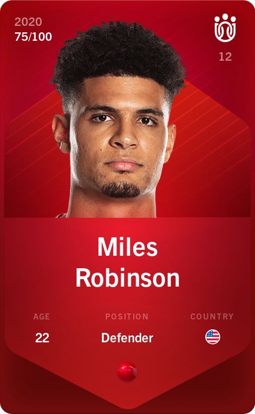 Sorare - Sorare Official - Miles Robinson 2020-21 • Rare 75/100 - NFT # 64797595577527013327710273148563563034897329779733859667651822442470950853899
