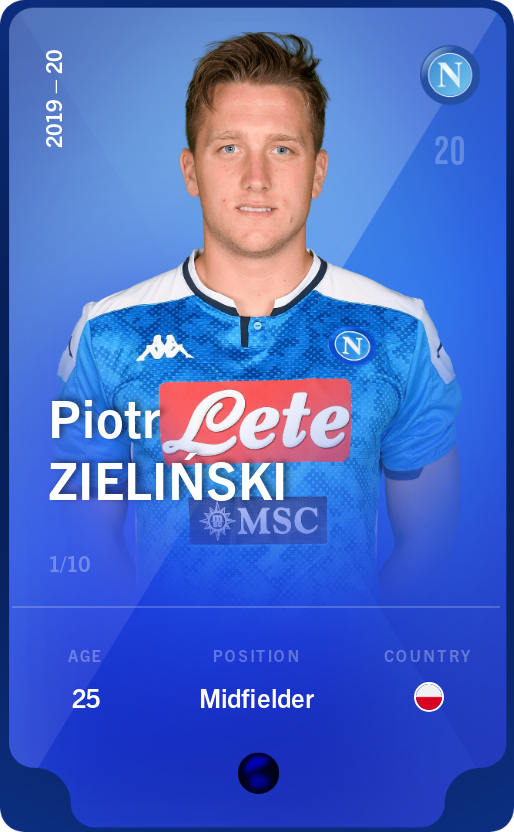 Sorare - Sorare Official - Piotr Zieliński 2019-20 • Super Rare 1/10 - NFT # 38356958418995156497804315144448702842558955681542241632542866881325162973554