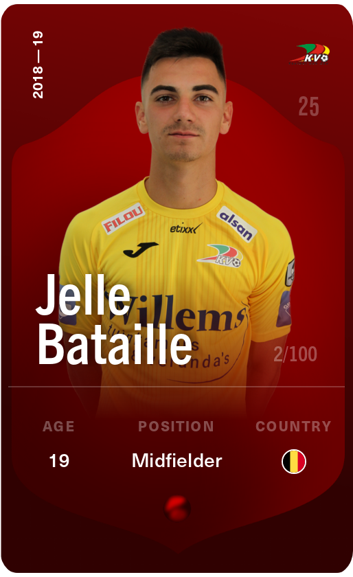 Sorare - Sorare Official - Jelle Bataille 2018-19 • Rare 2/100 - NFT # 25457886035302268835718639909814602582207442505498937907915699334430952429423