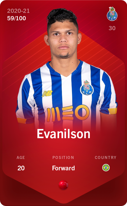 Sorare - Sorare Official - Evanilson 2020-21 • Rare 59/100 - NFT # 57097975863561630893250243216553064510157651822239006519224627052472615179387