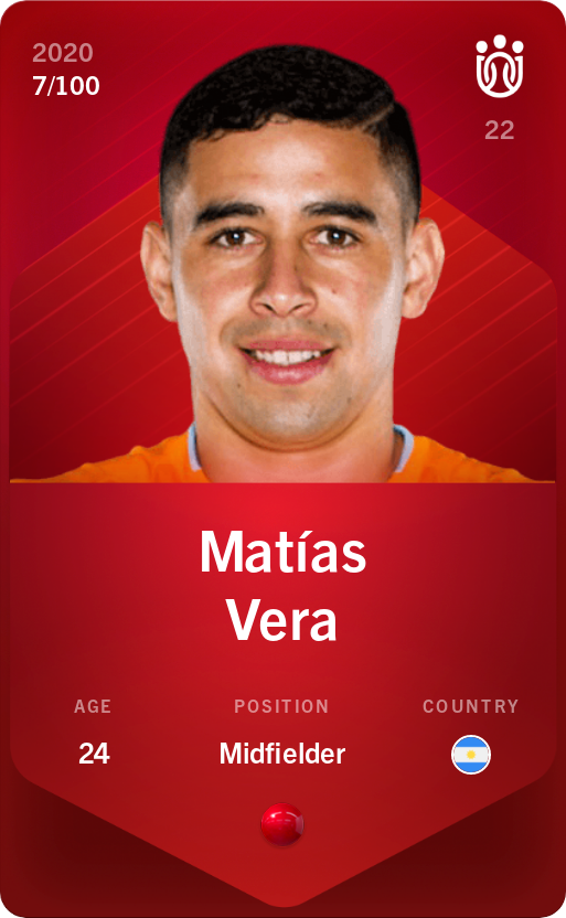 Sorare - Sorare Official - Matías Vera 2020-21 • Rare 7/100 - NFT # 23079424612427054842457023081377457904709222079491702747367798606918577155547