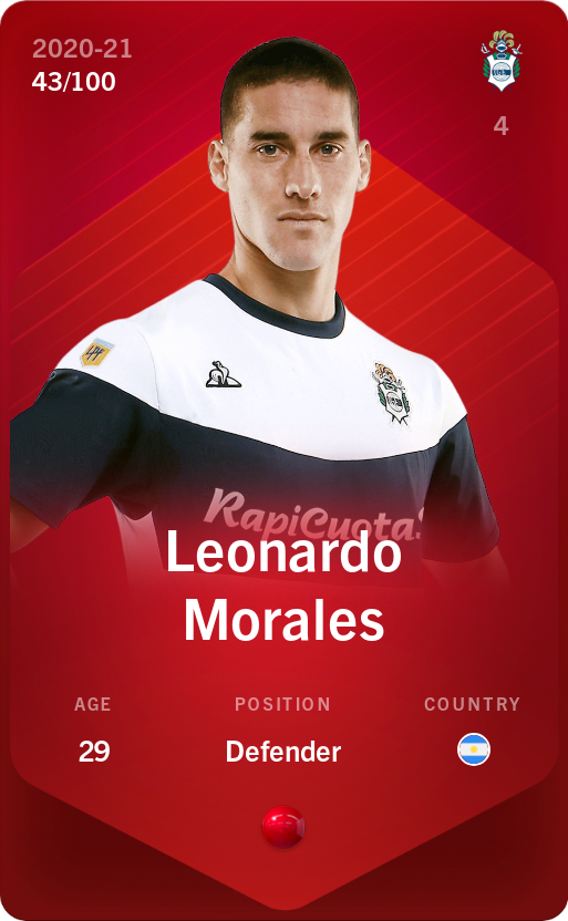 Sorare - Sorare Official - Leonardo Morales 2020-21 • Rare 43/100 - NFT # 3599224091541085057711337941904809402159506311204208885032551961896873799968