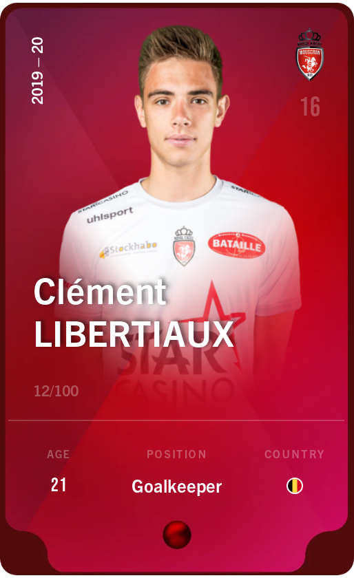 Sorare - Sorare Official - Clément Libertiaux 2019-20 • Rare 12/100 - NFT # 27655984466070046468403321161242494022175763522441017528926890190387216301142