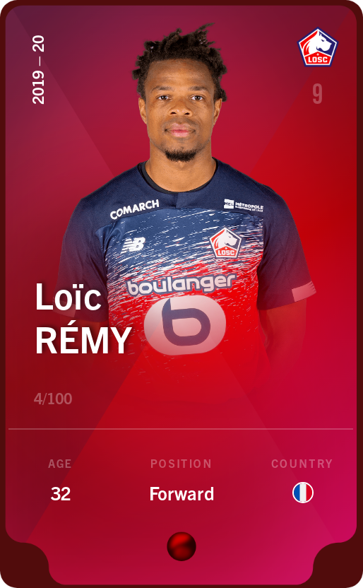 Sorare - Sorare Official - Loïc Rémy 2019-20 • Rare 4/100 - NFT # 5999494755216332199943500631843555083373516537858283902923982044033272968599