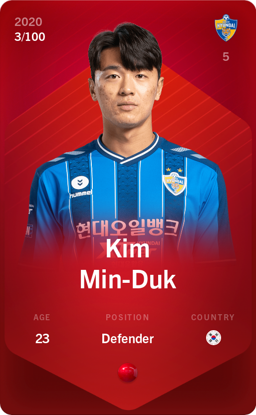 Sorare - Sorare Official - Kim Min-Duk 2020-21 • Rare 3/100 - NFT # 35436038021017761404966357998056393942082681852645756546844288071027914135230