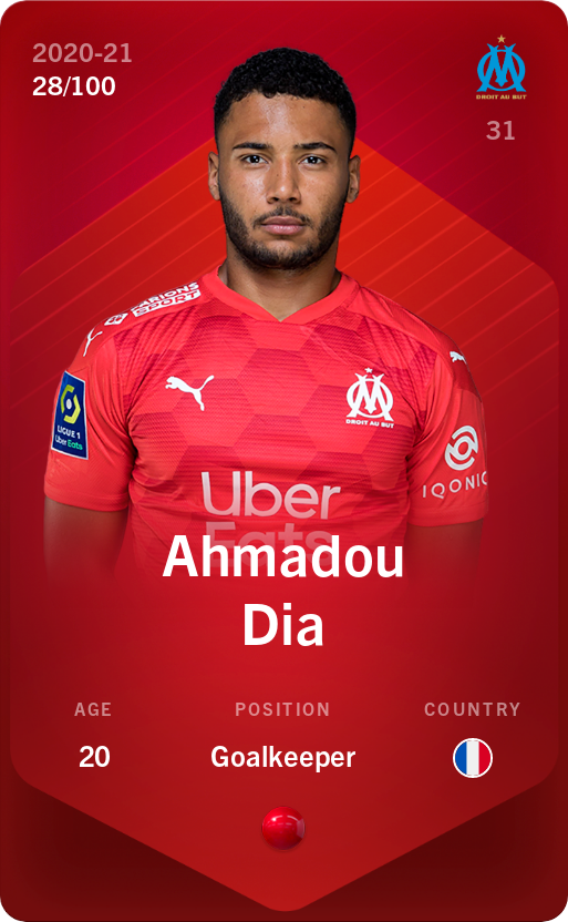 Sorare - Sorare Official - Ahmadou Dia 2020-21 • Rare 28/100 - NFT # 22403867529393219767549350246009053168683405620150214556152434454574647588803