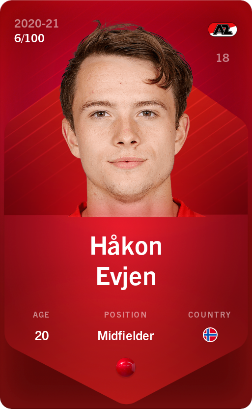 Sorare - Sorare Official - Håkon Evjen 2020-21 • Rare 6/100 - NFT # 49988547378324832594636714602581216618155703817585787028603559495630379886078