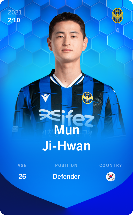 Sorare - Sorare Official - Mun Ji-Hwan 2021-22 • Super Rare 2/10 - NFT # 114905314376345645893643560600722217733172546573909254996192126028541167202807