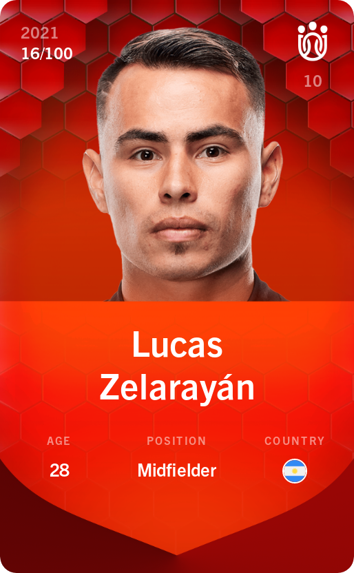 Sorare - Sorare Official - Lucas Zelarayán 2021-22 • Rare 16/100 - NFT # 89875963430493926896958773935565954701453933796960041156248229022235714740658