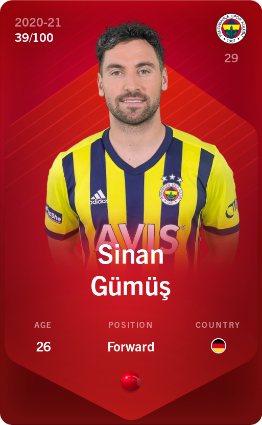 Sorare - Sorare Official - Sinan Gümüş 2020-21 • Rare 39/100 - NFT # 23415484324155467836544466720781087222583576410992069993986950573182654214088