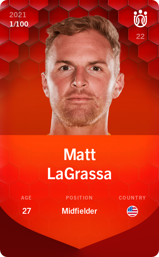Sorare - Sorare Official - Matt LaGrassa 2021-22 • Rare 1/100 - NFT # 1423834678255912609926370404843112714309731770134069319523303276285489868396
