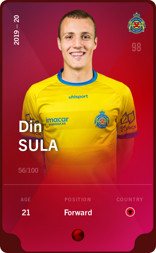 Sorare - Sorare Official - Din Sula 2019-20 • Rare 56/100 - NFT # 47662713370703434641848420607128922130959671354612733965898083883042622767177