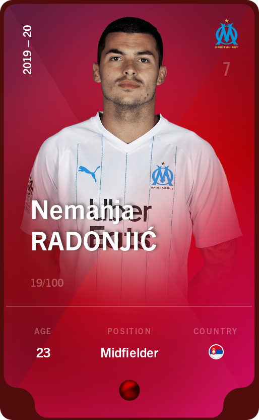 Sorare - Sorare Official - Nemanja Radonjić 2019-20 • Rare 19/100 - NFT # 103080863630483628653132410724999931001128797496270834113450075842391600379607