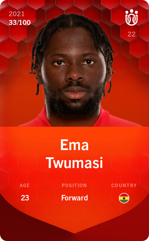 Sorare - Sorare Official - Ema Twumasi 2021-22 • Rare 33/100 - NFT # 18357908105168517378588587297075847879189427790203811782461269039479290957560
