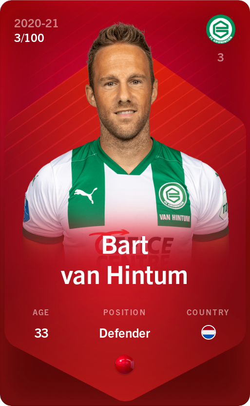 Sorare - Sorare Official - Bart van Hintum 2020-21 • Rare 3/100 - NFT # 69241002095914731522418797712169979053099358341405442781295388305645807310376