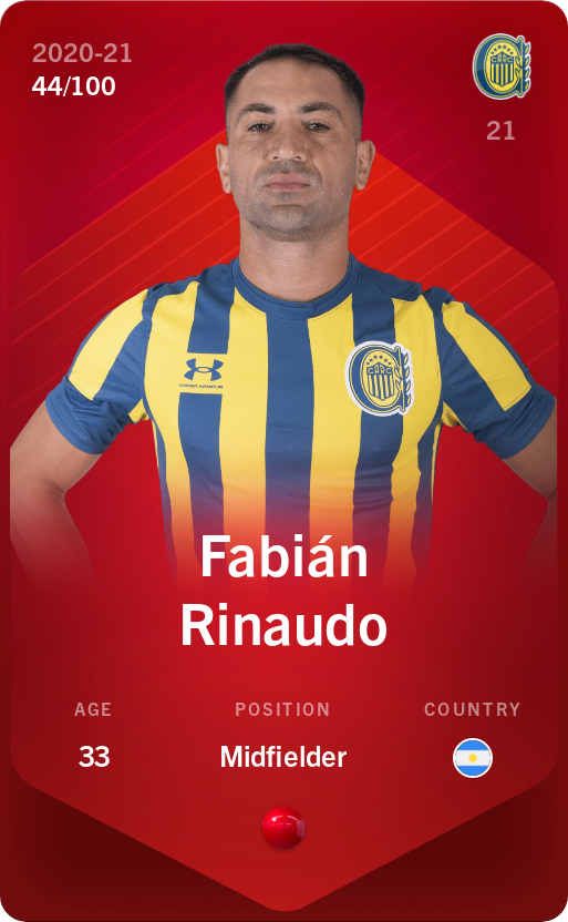 Sorare - Sorare Official - Fabián Rinaudo 2020-21 • Rare 44/100 - NFT # 47532686015668647771138388256947801723353809653712282889004830526473062855736