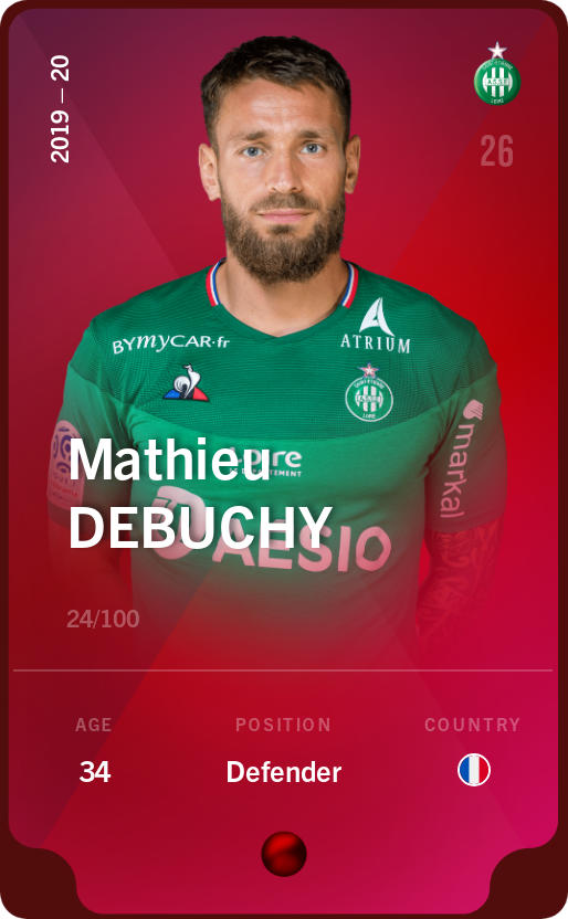 Sorare - Sorare Official - Mathieu Debuchy 2019-20 • Rare 24/100 - NFT # 75000595958832301659189790202154875848487893618519464065680385837873515800365