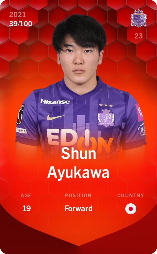 Sorare - Sorare Official - Shun Ayukawa 2021-22 • Rare 39/100 - NFT # 18627260357573617958187776034604166940020759976793016608555210803953034686493