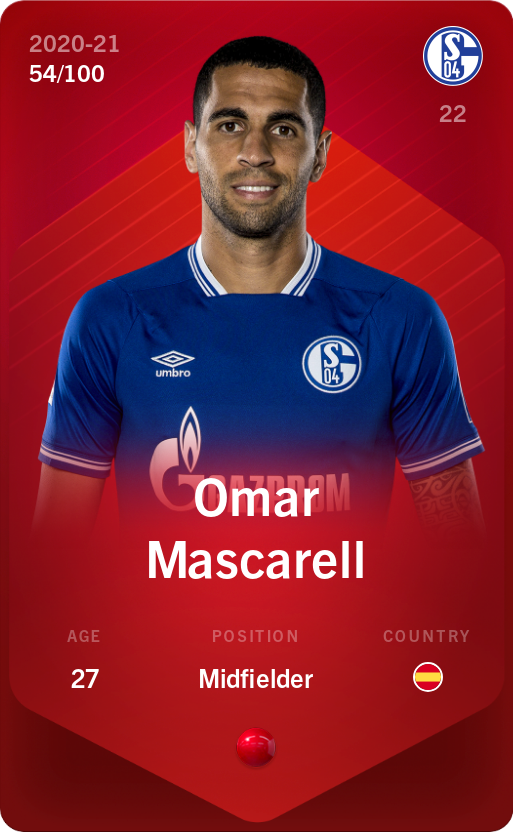 Sorare - Sorare Official - Omar Mascarell 2020-21 • Rare 54/100 - NFT # 98677481676337452620891909782041876179168767366597088244237274772040155043615