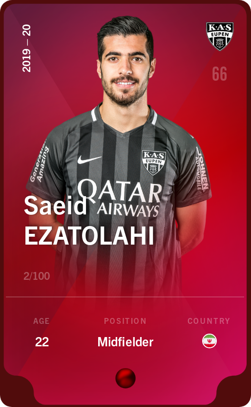 Sorare - Sorare Official - Saeid Ezatolahi 2019-20 • Rare 2/100 - NFT # 55408649750915763749666817176843723951014228049914152327055832629313237313773