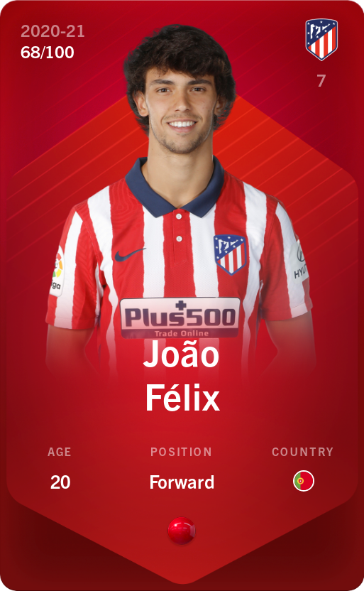 Sorare - Sorare Official - João Félix 2020-21 • Rare 68/100 - NFT # 15077334647507005341146233794536642983799262411411070056170671186579661886905