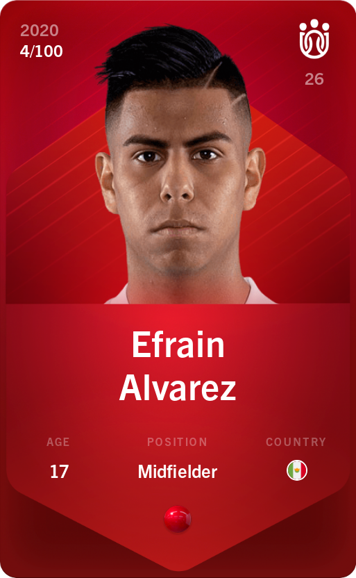 Sorare - Sorare Official - Efrain Alvarez 2020-21 • Rare 4/100 - NFT # 42110022435598496127853712424169490741705860480572234288106134622949420119347