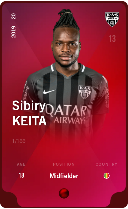 Sorare - Sorare Official - Sibiry Keita 2019-20 • Rare 1/100 - NFT # 24665584406546300373378945629050768368866396802733779473376344228504577891074