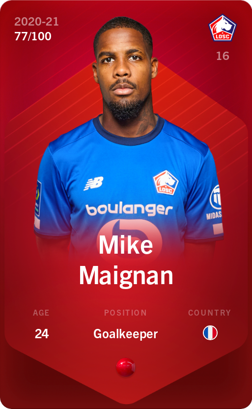 Sorare - Sorare Official - Mike Maignan 2020-21 • Rare 77/100 - NFT # 40768487632950837241163385937668880863265874383703417415654636713682062577503