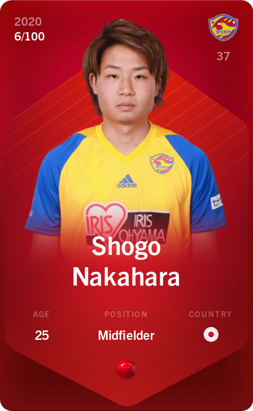 Sorare - Sorare Official - Shogo Nakahara 2020-21 • Rare 6/100 - NFT # 61096968411266572097052779541308761061075316884215184537976098179554350864525