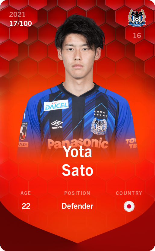 Sorare - Sorare Official - Yota Sato 2021-22 • Rare 17/100 - NFT # 6512282540849891717070388458903868173494957752142776088572411023702553287173