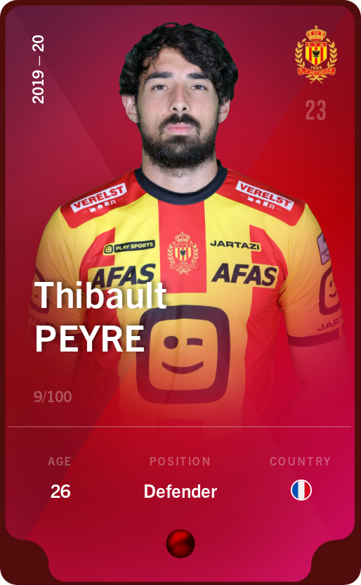 Sorare - Sorare Official - Thibault Peyre 2019-20 • Rare 9/100 - NFT # 7028220572593910485696754171316526048591909768350478979116117546307402682074