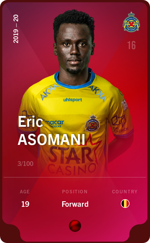 Sorare - Sorare Official - Eric Asomani 2019-20 • Rare 3/100 - NFT # 33461094433597652622147369140388814440632392522342971916330555566487895046109
