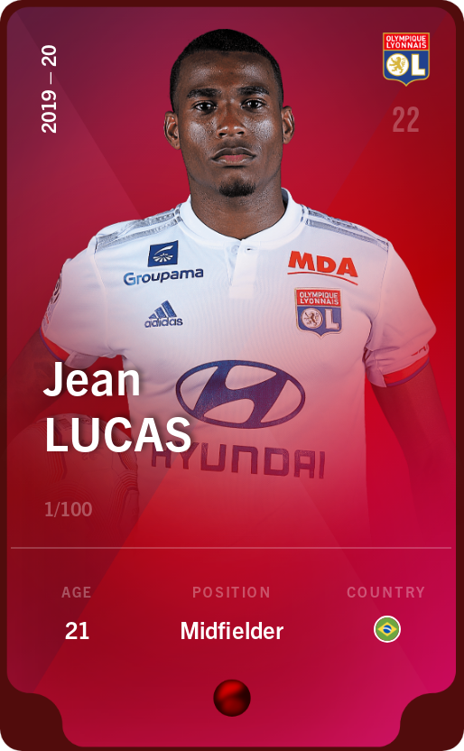 Sorare - Sorare Official - Jean Lucas 2019-20 • Rare 1/100 - NFT # 45291186583915119887990522261292349438542151549831087726728388365088774161346