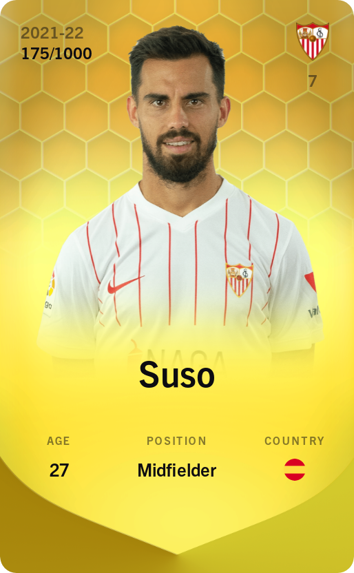 Sorare - Sorare Official - Suso 2021-22 • Limited 175/1000 - NFT # 55575135735890232752963243469263609520289066231128732265703492828577190111777