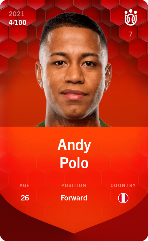 Sorare - Sorare Official - Andy Polo 2021-22 • Rare 4/100 - NFT # 2144340837289589366622022082915233960274633969241078887155250974792965373511