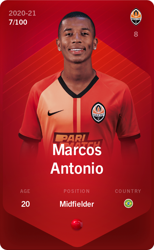 Sorare - Sorare Official - Marcos Antonio 2020-21 • Rare 7/100 - NFT # 103796941546654936694983631934623743918305665602125888077258834275266306752680