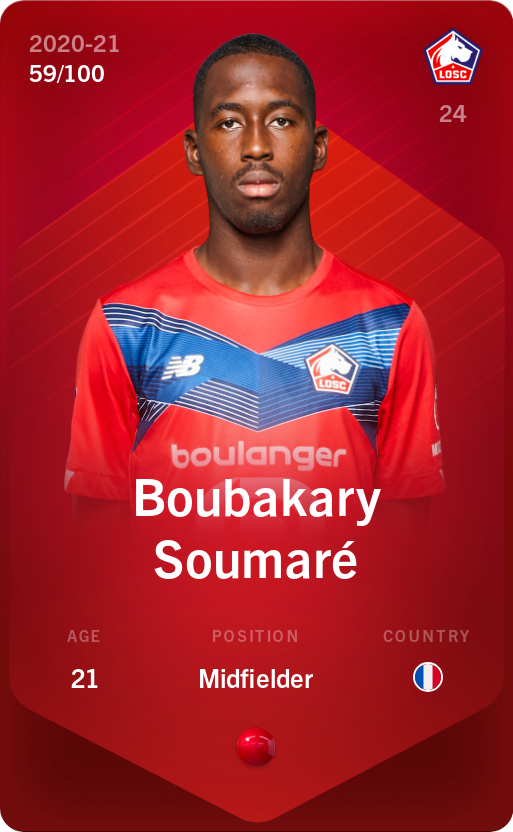 Sorare - Sorare Official - Boubakary Soumaré 2020-21 • Rare 59/100 - NFT # 76079254430740723554167855503163903339516626659014039741944943023597820950934