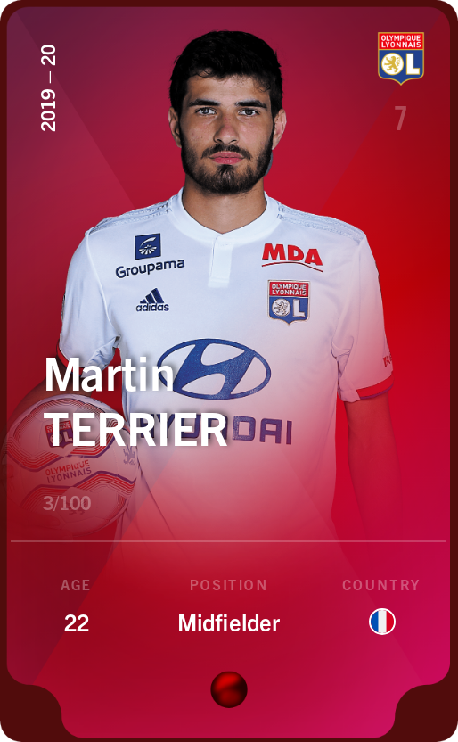Sorare - Sorare Official - Martin Terrier 2019-20 • Rare 3/100 - NFT # 33937949398618964472051186240032792359667055828762023614423688576155333846233
