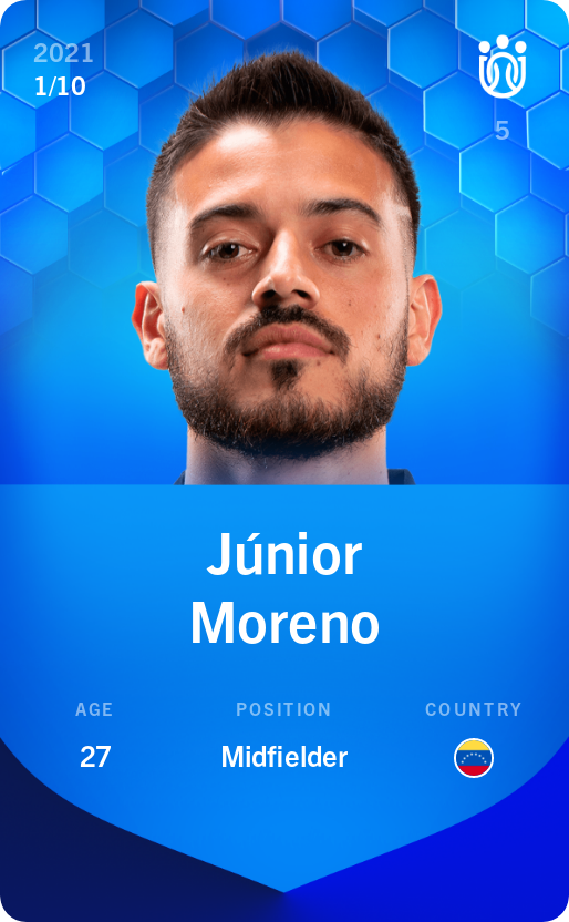 Sorare - Sorare Official - Júnior Moreno 2021-22 • Super Rare 1/10 - NFT # 110661439914131288217031637752220048559358747151645762640815818519959559023687